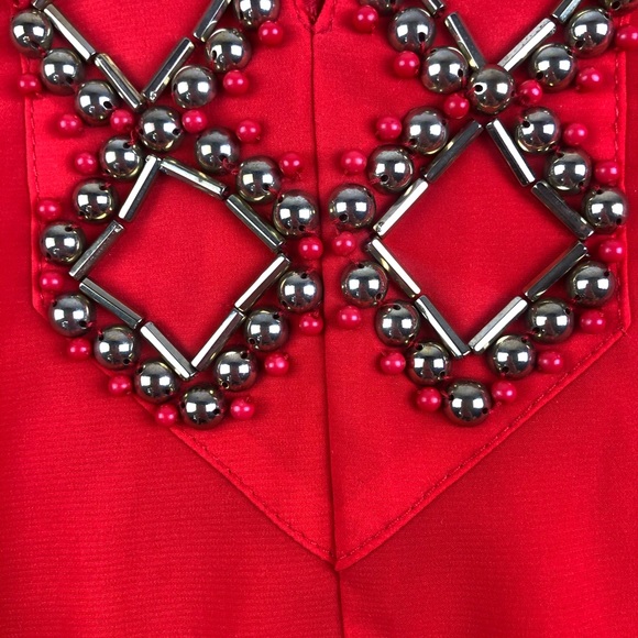 Bebe Red Embellished Kimono Top - Picture 9 of 11